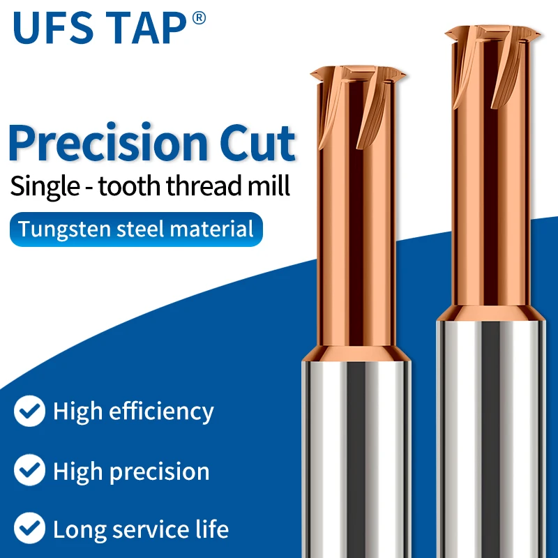 UFS Tap 1PCS CNC Machine Solid Carbide Single Tooth Thread Milling M1 M1.6 M2 M3 M4 M5 M6 M8 M10 M12 M14 Mill Mills Cutter
