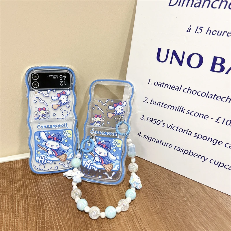 

Cute Sanrio Cinnamoroll with bracelet 3D chain Phone Case For Samsung Galaxy Z Flip 3 4 5 5G ZFlip3 ZFlip4 ZFlip5 Flip4 Flip5