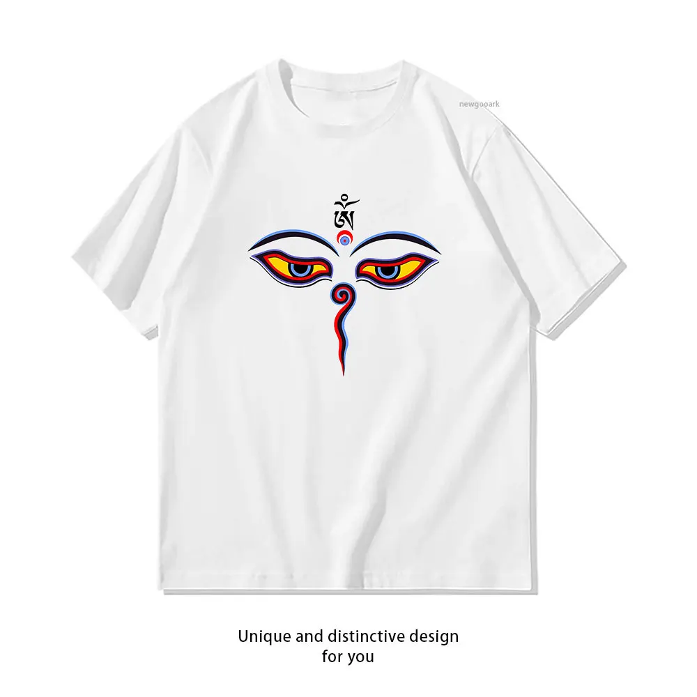Weisheitsaugen des Buddha Bodhnath Temple Eyes T-Shirt Damen Herren Lässiges Baumwoll-T-Shirt mit Aufdruck Kreative Streetwear Camisetas Tops