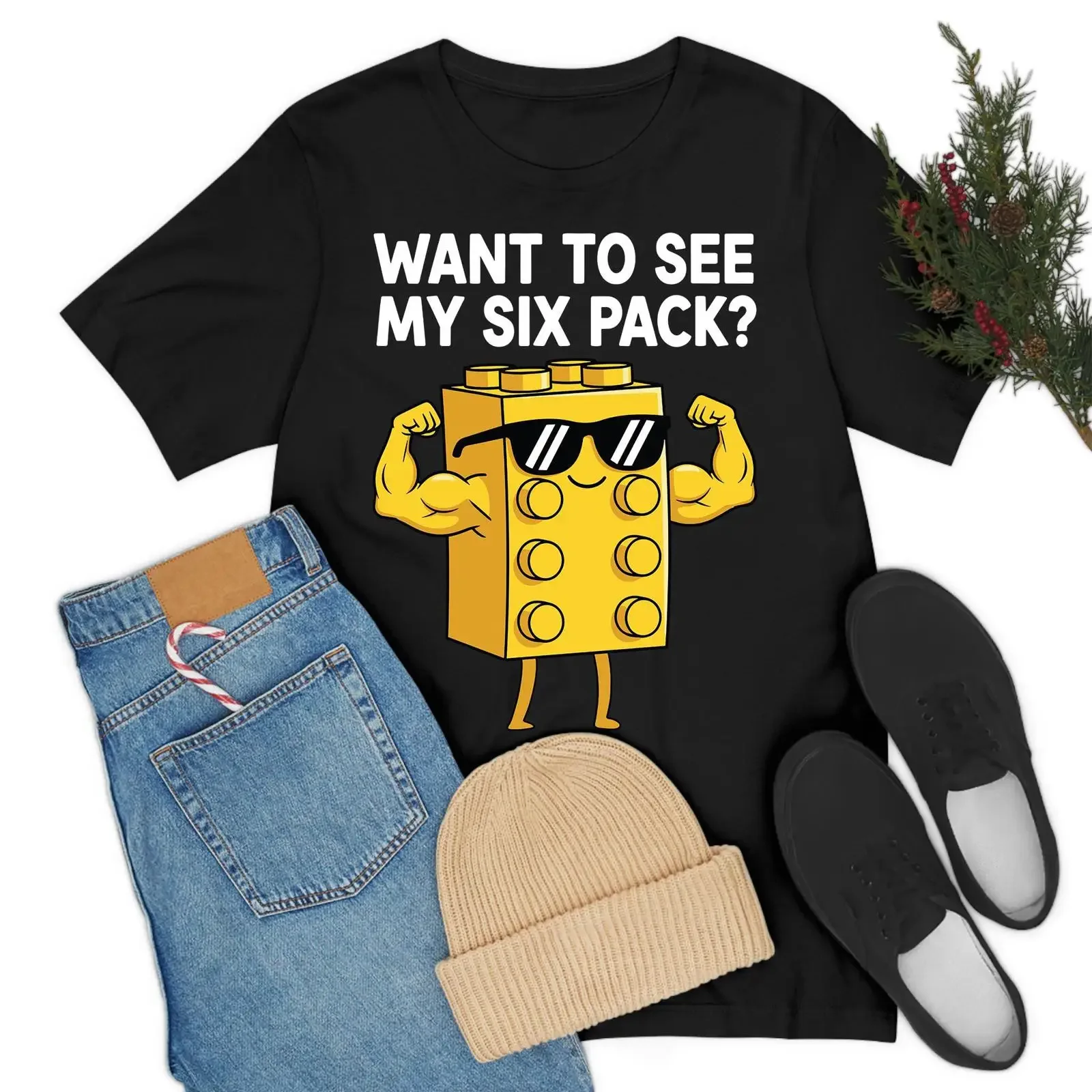 Want to See My Six Pack Bricks Lover Master Builder T Shirt vintage Washed Casual streetwear fashion designer clothes Versatile