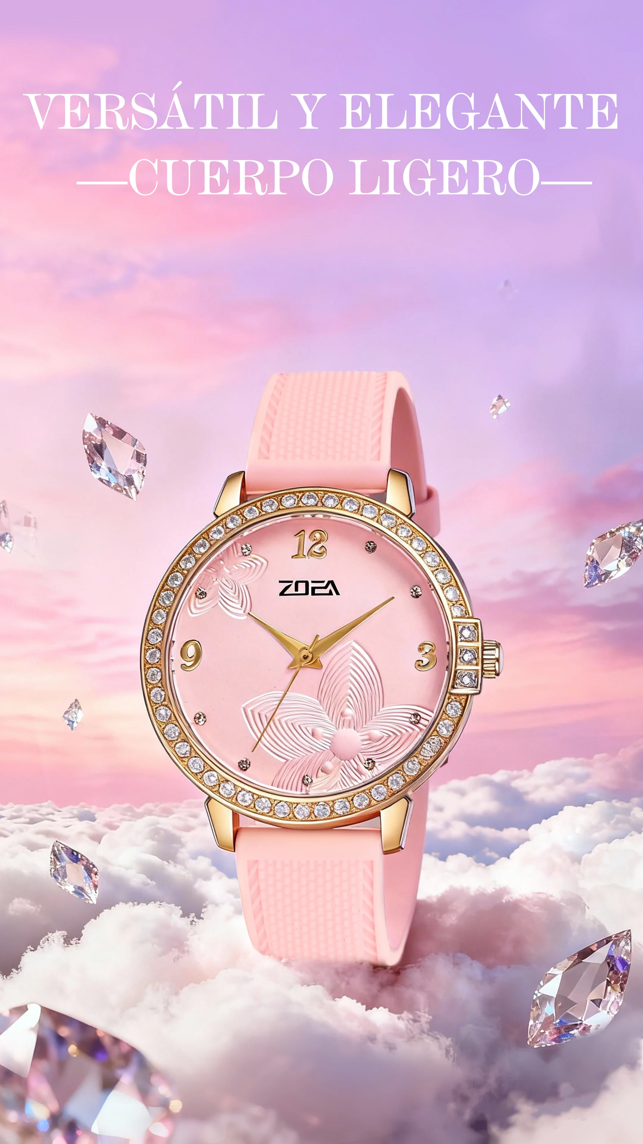 

Fashion Ladies Quartz Watch with Soft Silicone Band Shiny RhinestoneDecor30M WaterResistant Multicolor Casual Women's Wristwatch