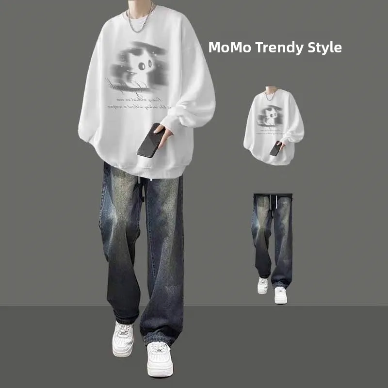 

Men's Autumn Winter Fce Hoodie Set with Jeans Sli American Brand Casual Sportswear for High School And Junior College ...