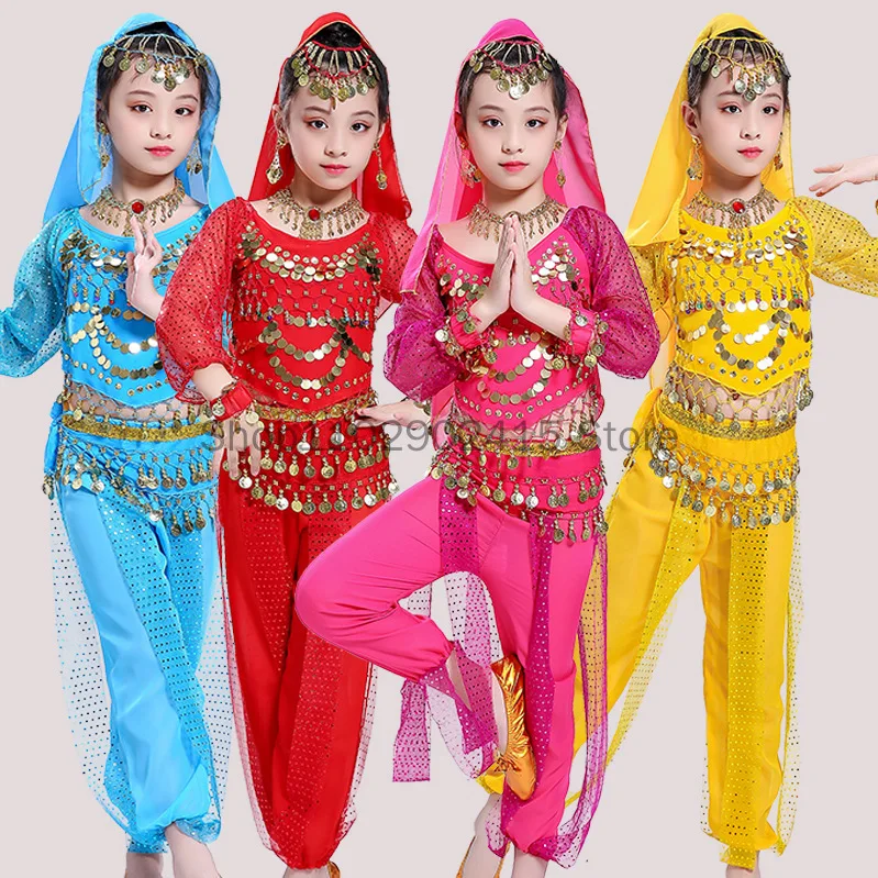 Ensemble de olympiques de danse du ventre pour enfants, vêtements de danse indienne pour enfants, danse du ventre pour enfants, danse du ventre pour filles financièrement