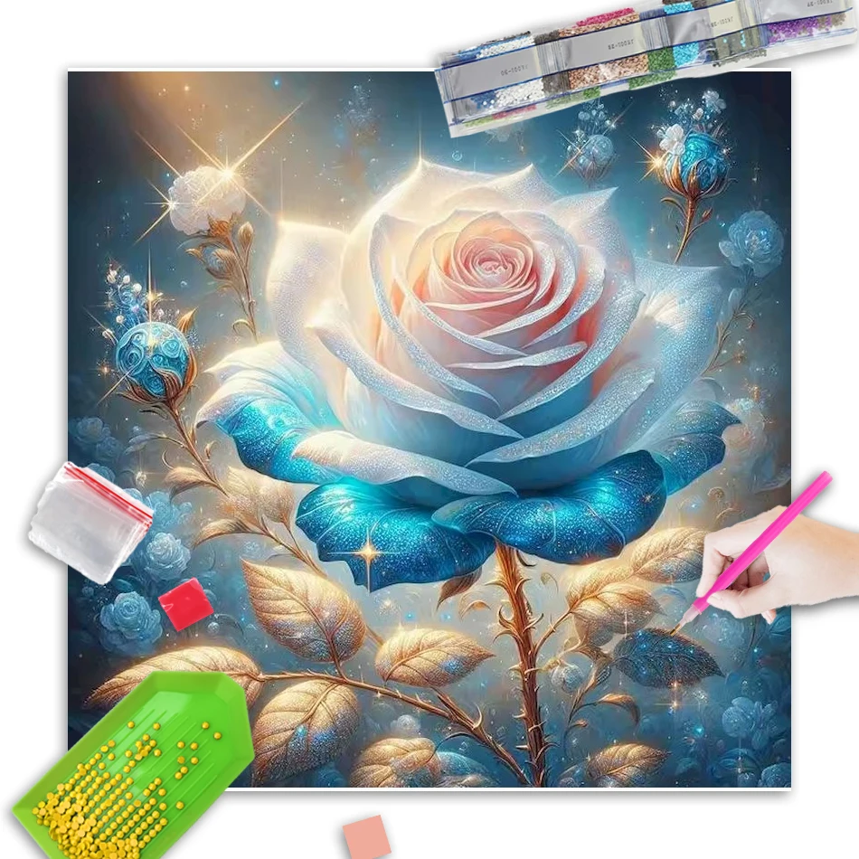 

GATYZTORY Flower Diamond Embroidery Rose Painting DIY Full Square Round Diamond Mosaic Picture Of Rhinestones Child Gift