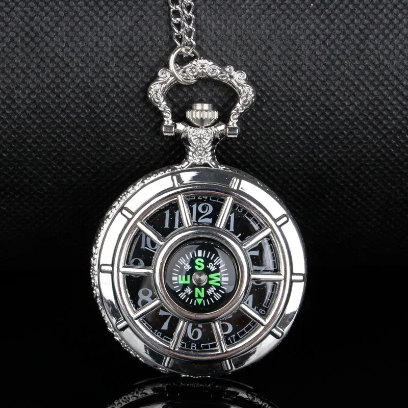 Rudder Model Design Carved Quartz Pocket Watch Steampunk Cool Style Pocket Watch Necklace Pendant Men’s Gift