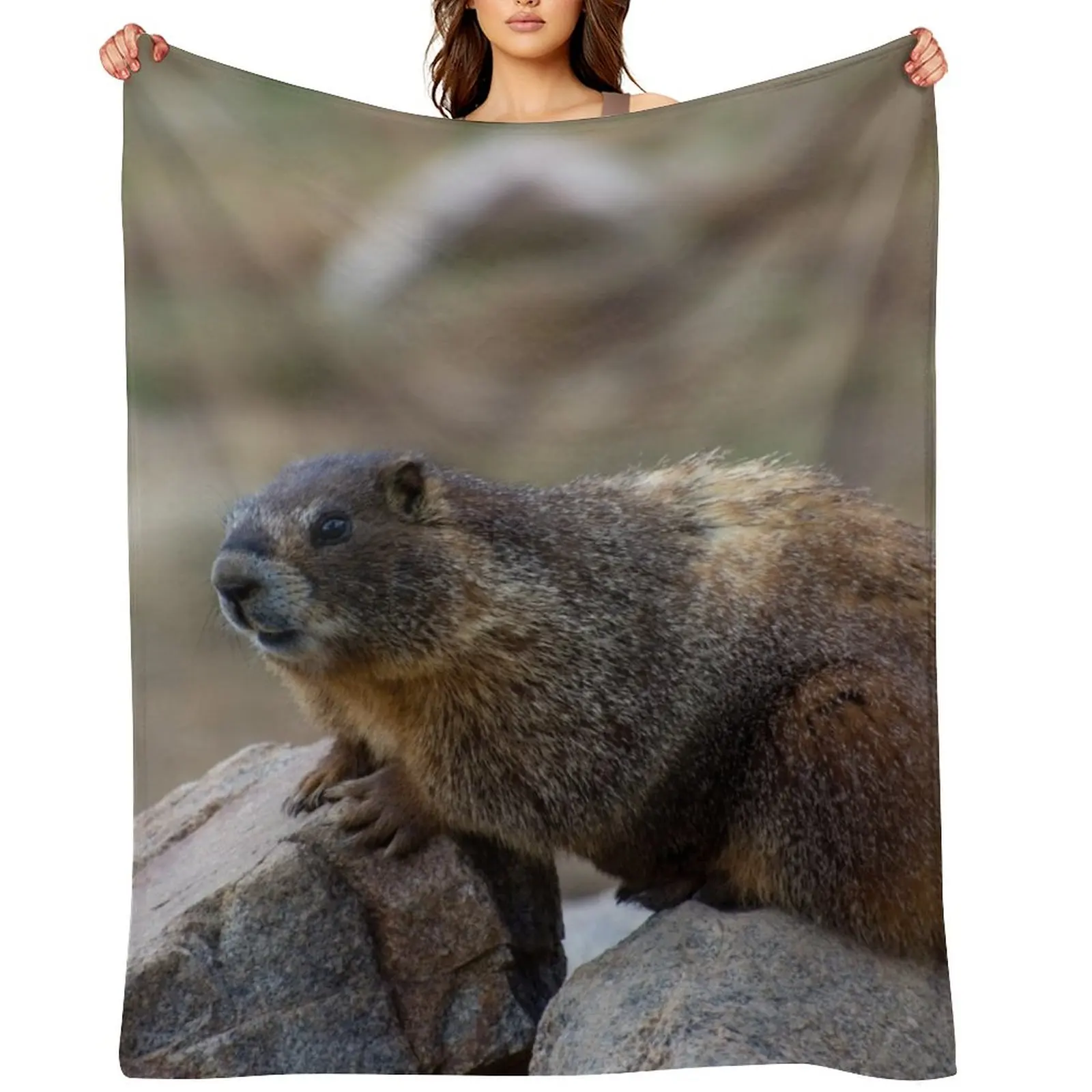 

Marmot on Rock 3 Throw Blanket Winter beds Weighted Kid'S Camping Blankets