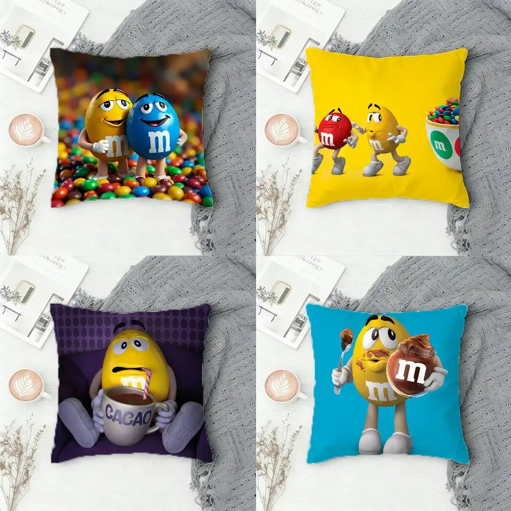 

M-M&Ms Chocolate Double-sided Printed Square Pillow Cover Decorative Cushion Cover for Sofa Bedroom Bedside
