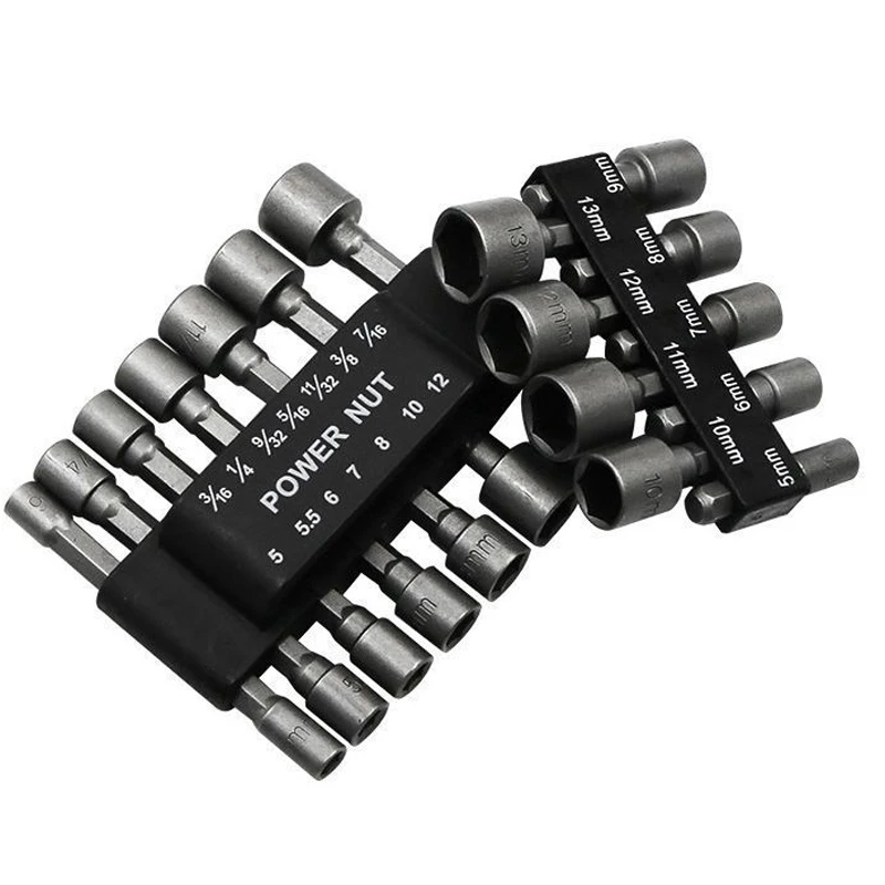 9pcs 14Pcs Hexagon Nut Driver Drill Bit Socket Screwdriver Wrench Set Drill Bit Adapter for Electric Screwdriver Handle Tools
