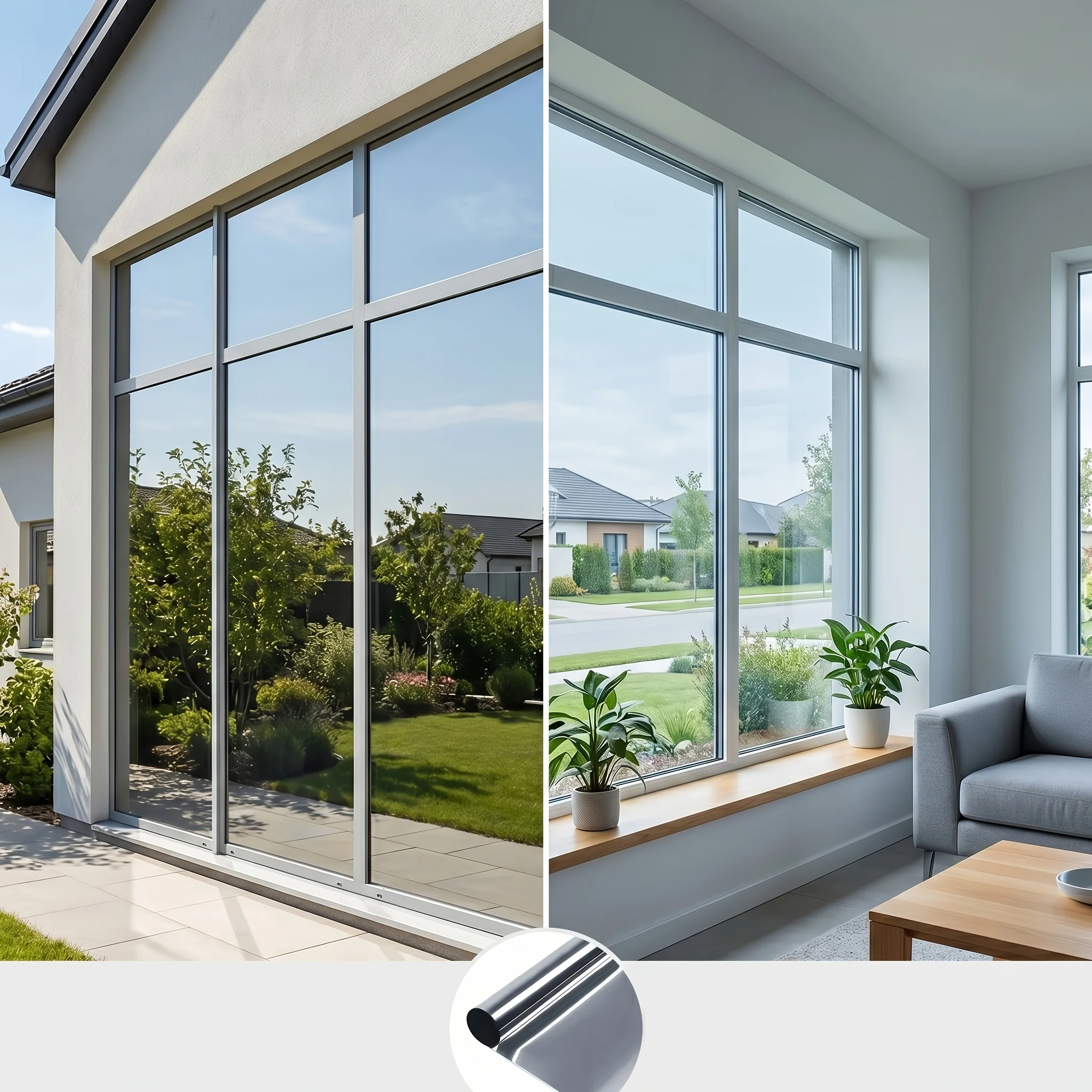 Static Cling One-Way Mirror Window Film No Glue Sun Blocking Heat Insulation Anti UV Privacy Anti-Peep Glass Sticker Home Office