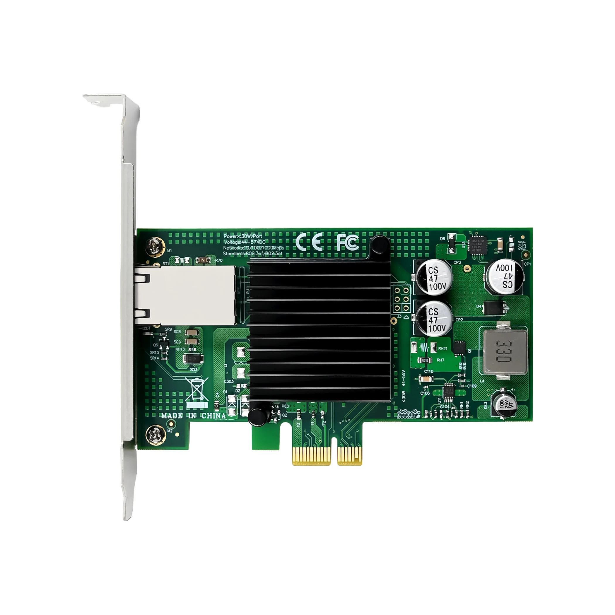 SUNWEIT ST7225 PCIex1 Intel 210 Gigabit Server Network Card Single Port POE+ 10/100/1000Mbps Internal Wired in Stock