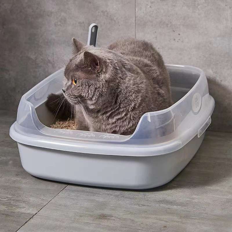 

Large Capacity Cat Litter Box Heighten Semi-open Toilets For Pet Clean Sandbox With Free Shovel Cat Breathable Cat's House