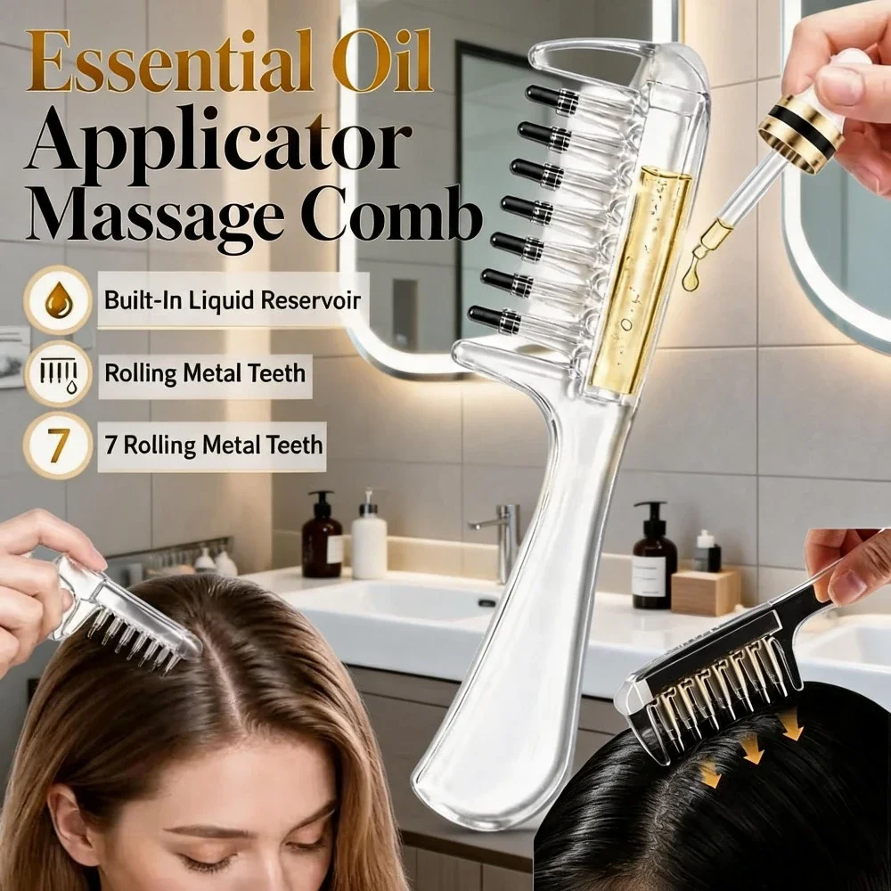 Essential Oil Liquid Guiding Comb Scalp Applicator Massage Comb,Hair Root Serum Apply Massager,Anti Hair Loss Hair Salon Tool