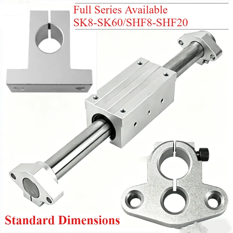 SK8 SK10 SK12 SK16 SK20 SK25 SK30 Linear Rail Shaft Support SHF8 SHF10 SHF12  SHF20 Aluminum Block for 3D Printer CNC Router
