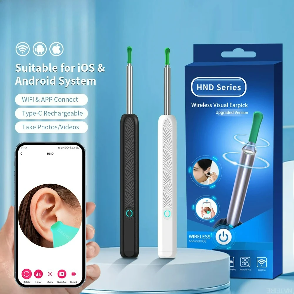 

Wireless Ear Wax Cleaner with Camera Safe Earwax Removal Endoscope with Camera Luminous Otoscope Ear Cleaning Tools Ear Care