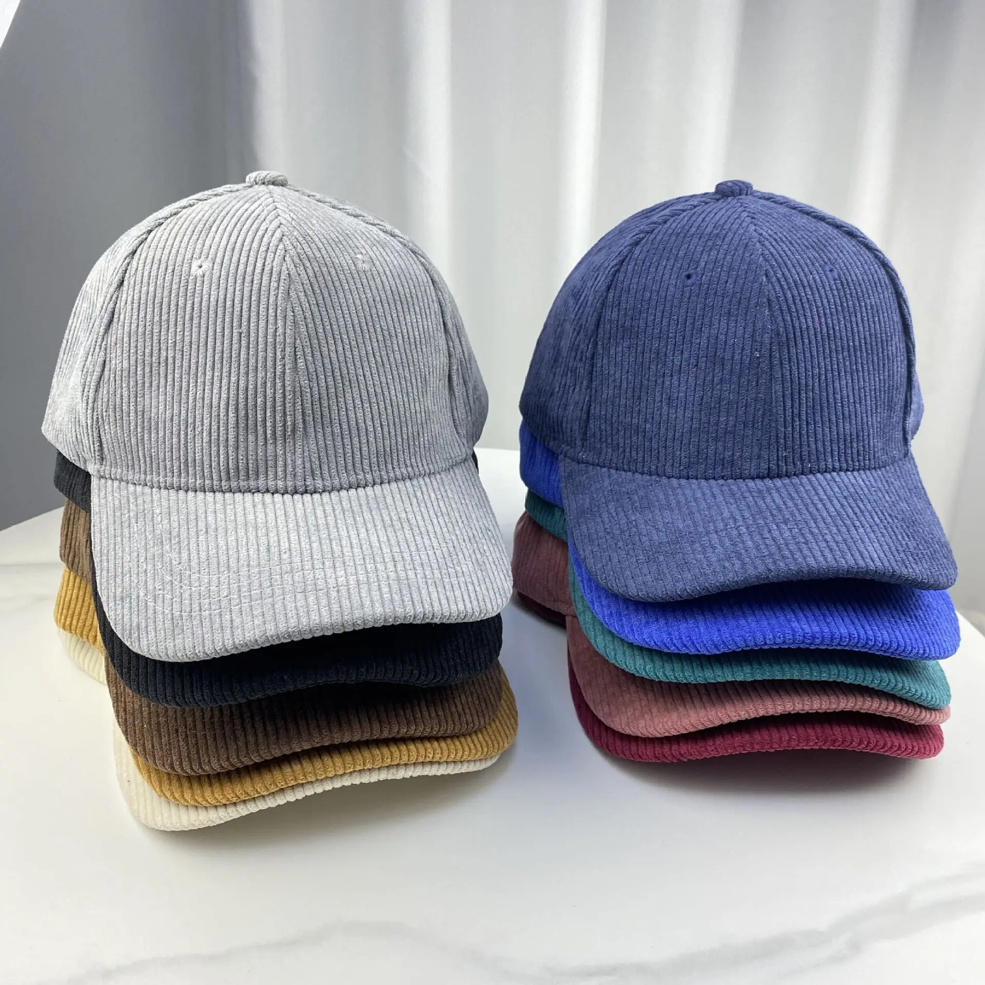 Neue Cord-Baseballkappe, warme Entenschnabelmütze für Herbst und Winter, mehrfarbige modische Sonnenschutz-Hip-Hop-Kappe für Herren und Damen – Detail 4