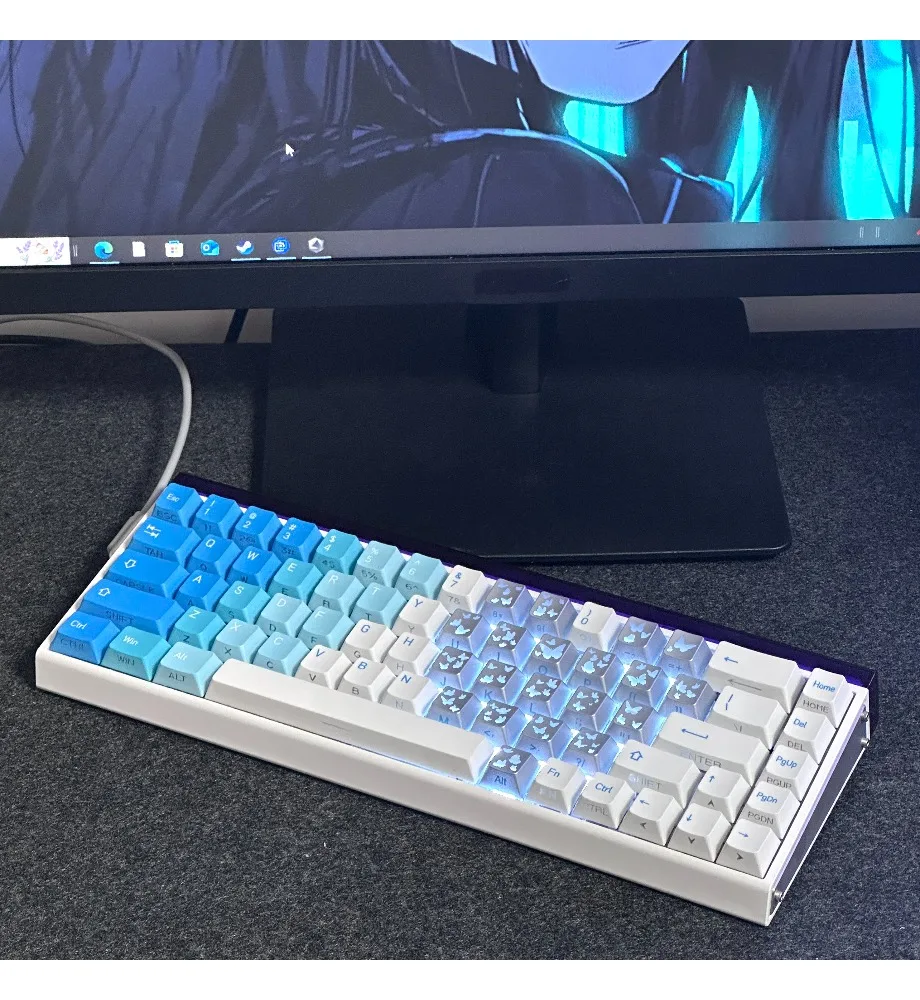 Hawaii side engraved double-spell butterfly keycap original heat sublimation PBT adaptation Maicong ATK bee Meijia lion
