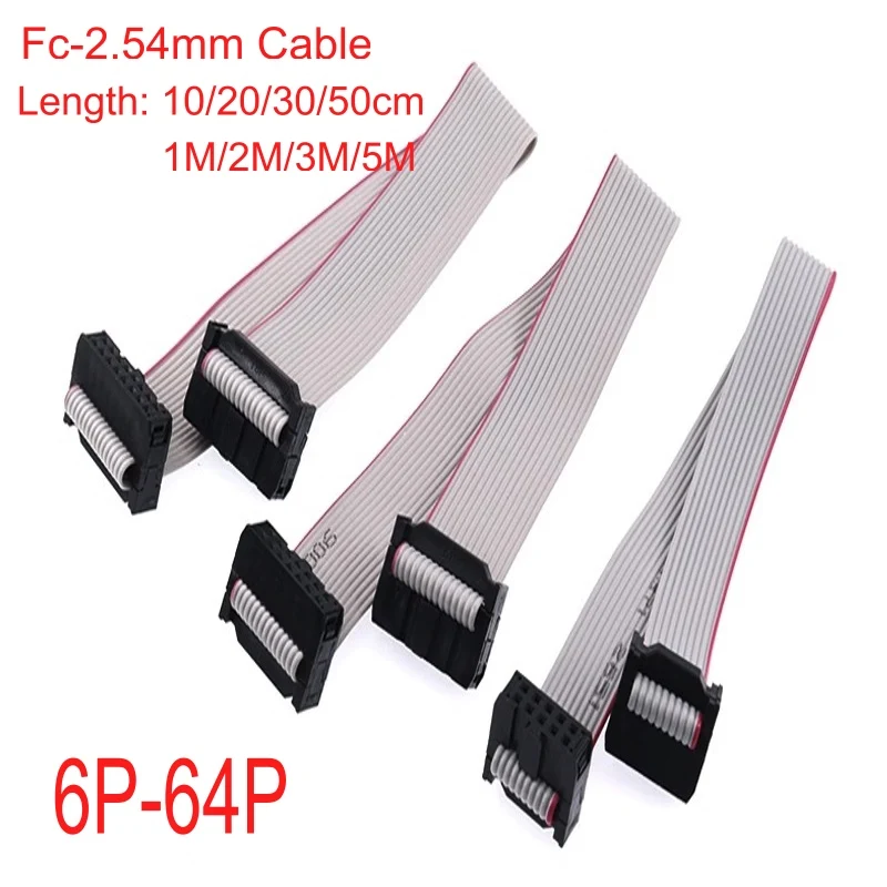 200mm FC Gray Ribbon Cable 2.54mm Signal Connection Cable 6/10/64p Pressure Head LED Advertising LCD Display JTAG Double Headed