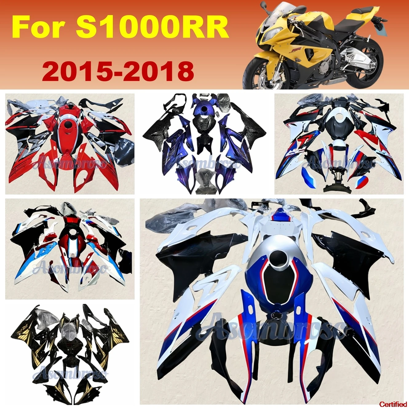 

Полный комплект обтекателей, подходящий для S1000RR 2015 2016 2018 2017, комплект обтекателей S1000 RR 15-18, корпус из АБС-пластика + бак