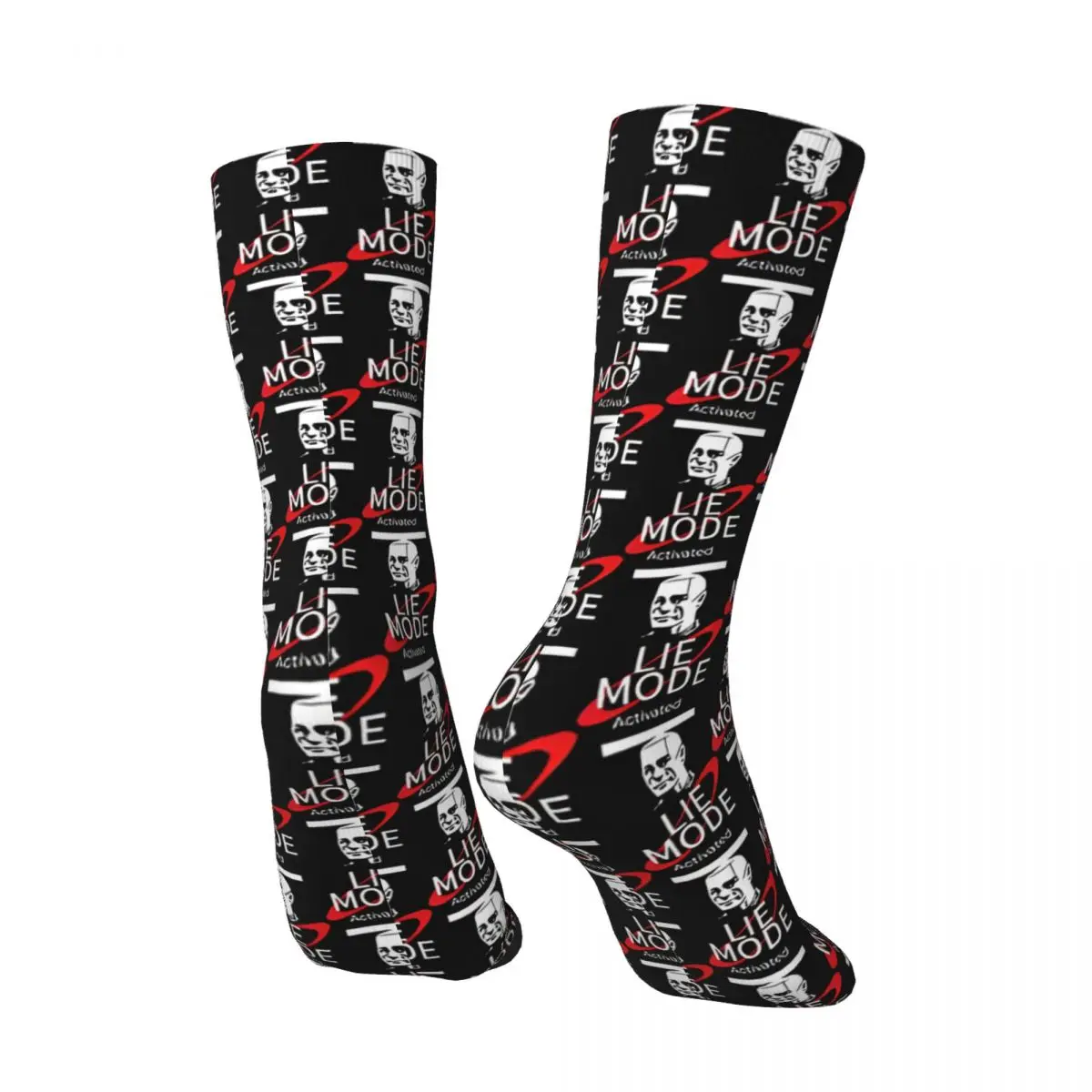 Funny Crazy Lie Mode Activated Sock for Men Hip Hop Harajuku Smeg Happy Quality Pattern Printed Boys Crew Sock Novelty Gift