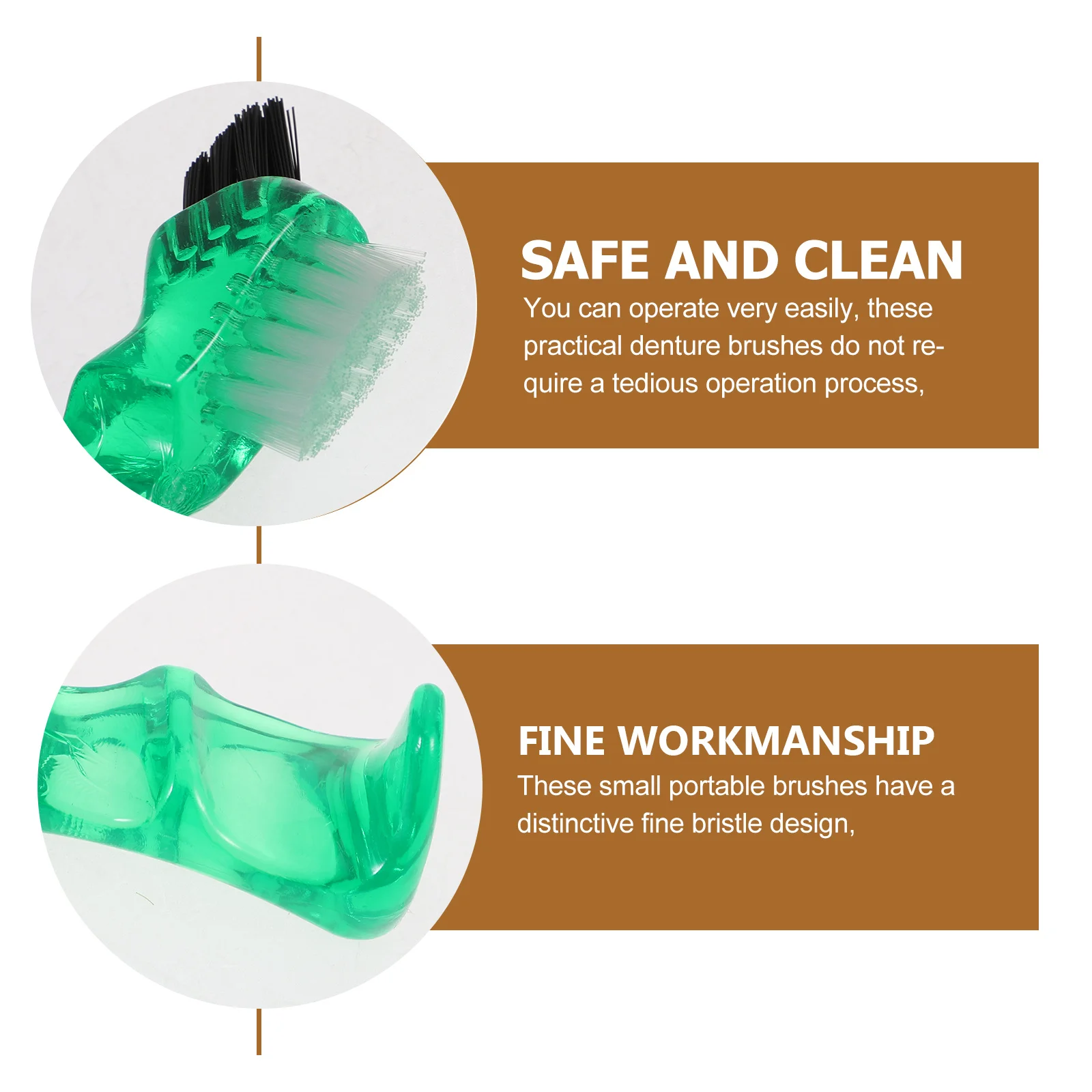 

3Pcs Denture Brush Toothbrush Double-Side Mini Portable Cleaning for Braces Personal Use Creative Small Travel Essential