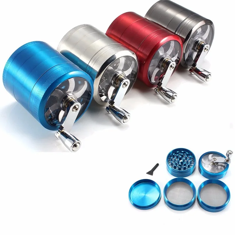 55MM manual zinc alloy smoke grinder 5 layer metal manual smoke grinder Herb grinder