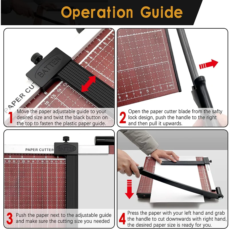 Paper Cutter Guillotine Paper Trimmer 12 Inch Length Heavy Duty Stack Slicer for Card Stock Cardboard Photos Laminating Sheets