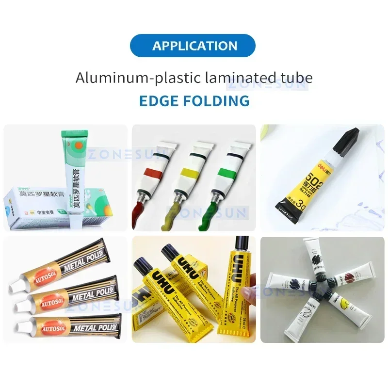 ZONESUN Tubo di Plastica di Alluminio Riempimento Bordo Pieghevole Macchina di Tenuta Unguento Cosmetici Imballaggio del Prodotto Monoblocco ZS-FSAP16