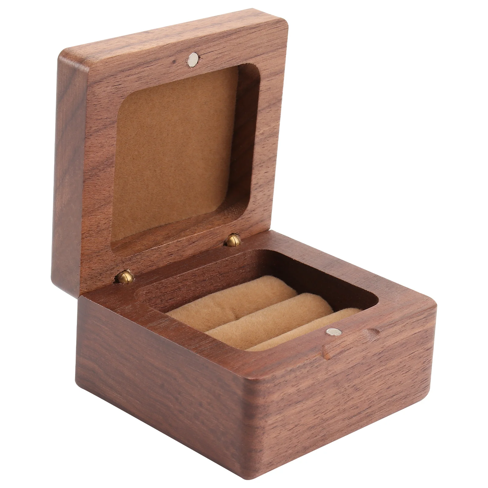 1Pcs Wooden Ring Case Compact Wood Jewelry Storage Box Vintage Organizer for Engagement Wedding Proposal Wood Ring Box