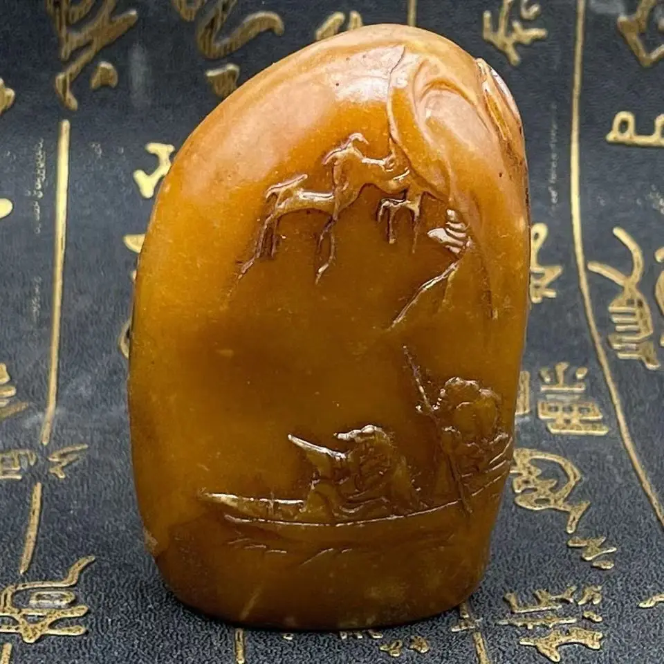 

Chinese Antique Shoushan Stone Carving Landscape Character Ornaments