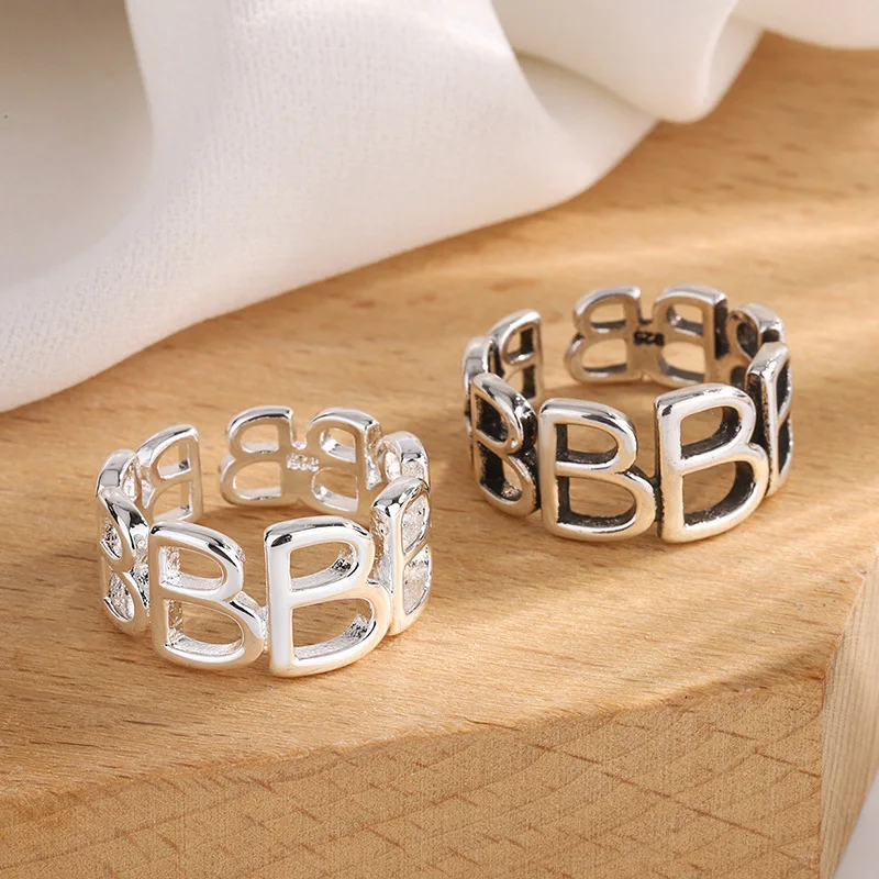 Anillos de plata de ley 925 con letras B para mujer, joyería de calidad de lujo, venta al por mayor, todas las ofertas de moda