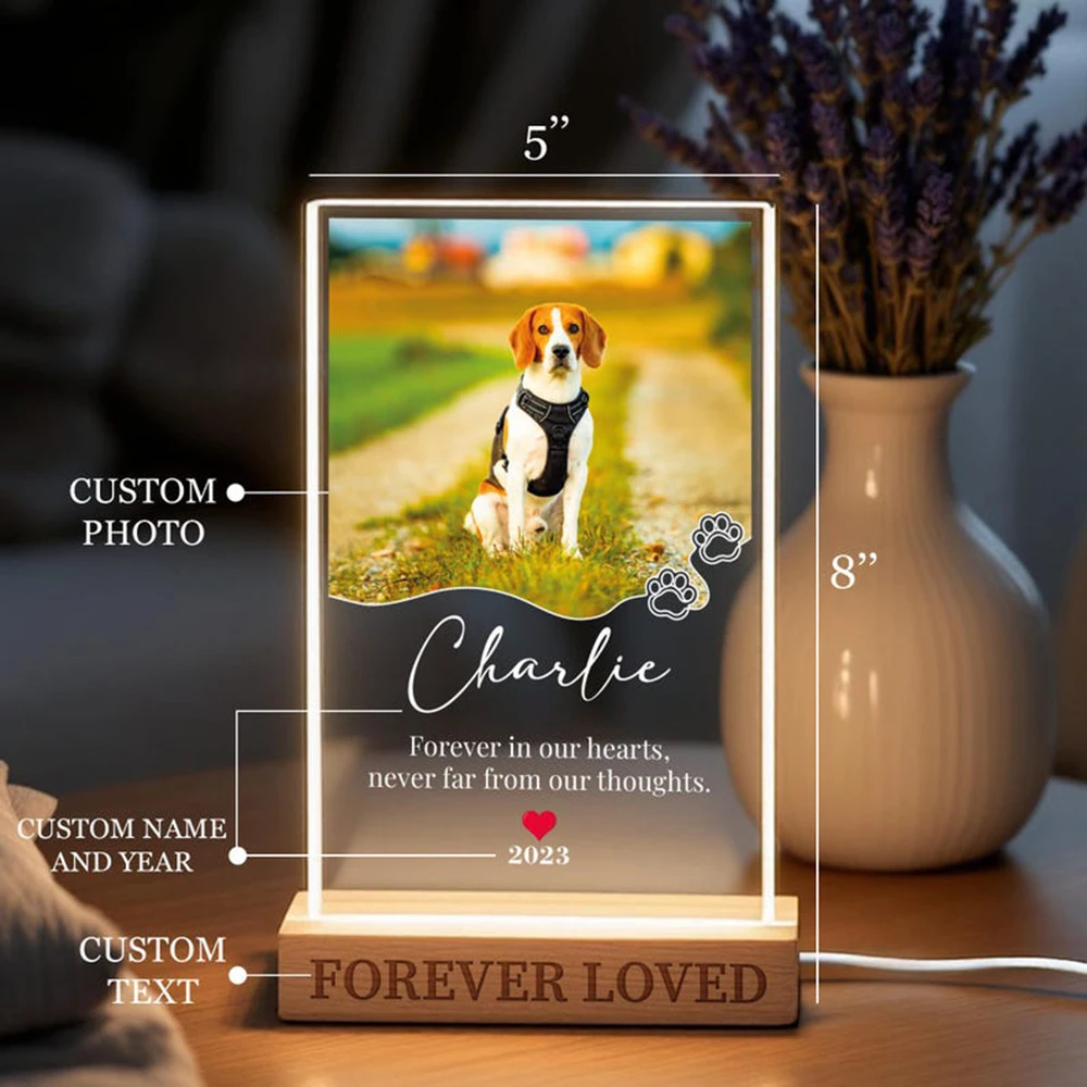 Soporte de fotos acrílico personalizado para mascotas, adorno conmemorativo del crecimiento de tu mascota, registra momentos preciosos y felices, regalo para gatos, perros y otras mascotas.