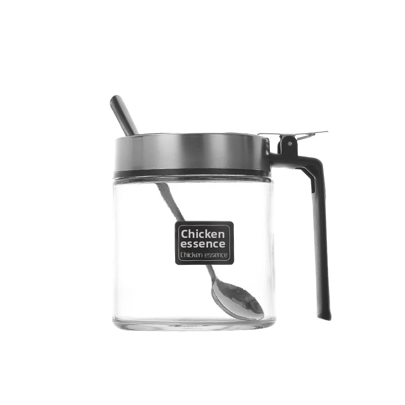 Glass Spice Jar Set Airtight Glass Seasoning Bottle Salt Container Glass Condiment Canister Kitchen Storage Organizer With