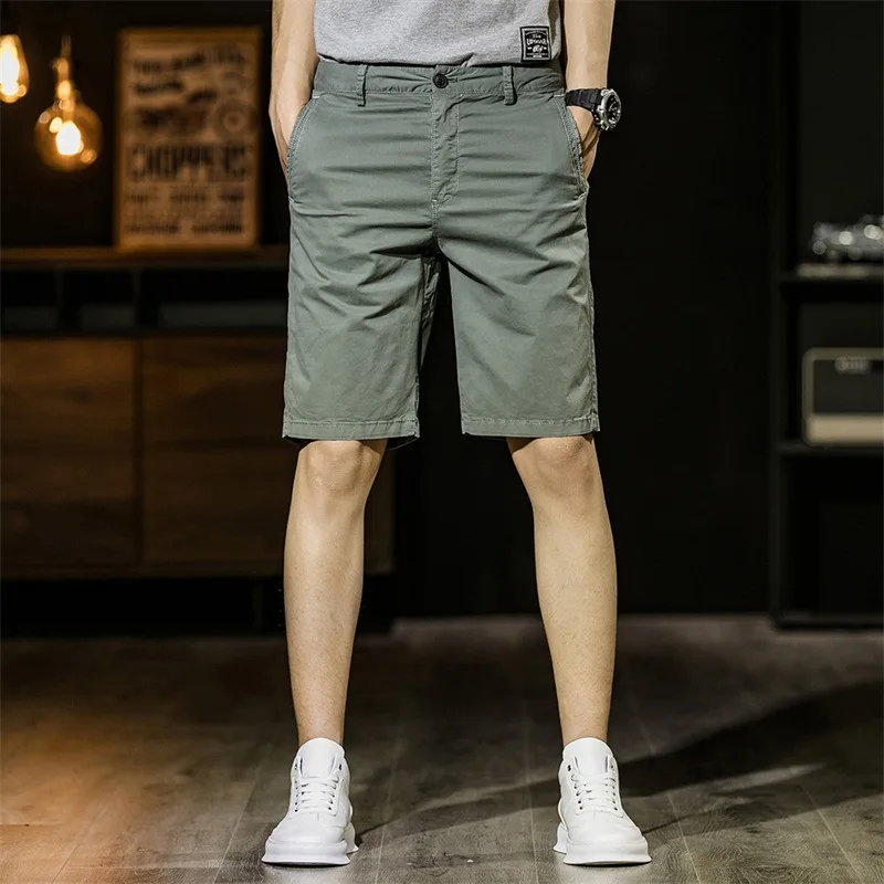 Summer Thin Business Casual Shorts Men's Overalls Large Size Straight Short Five-point Pants 97 Cotton Bottoms