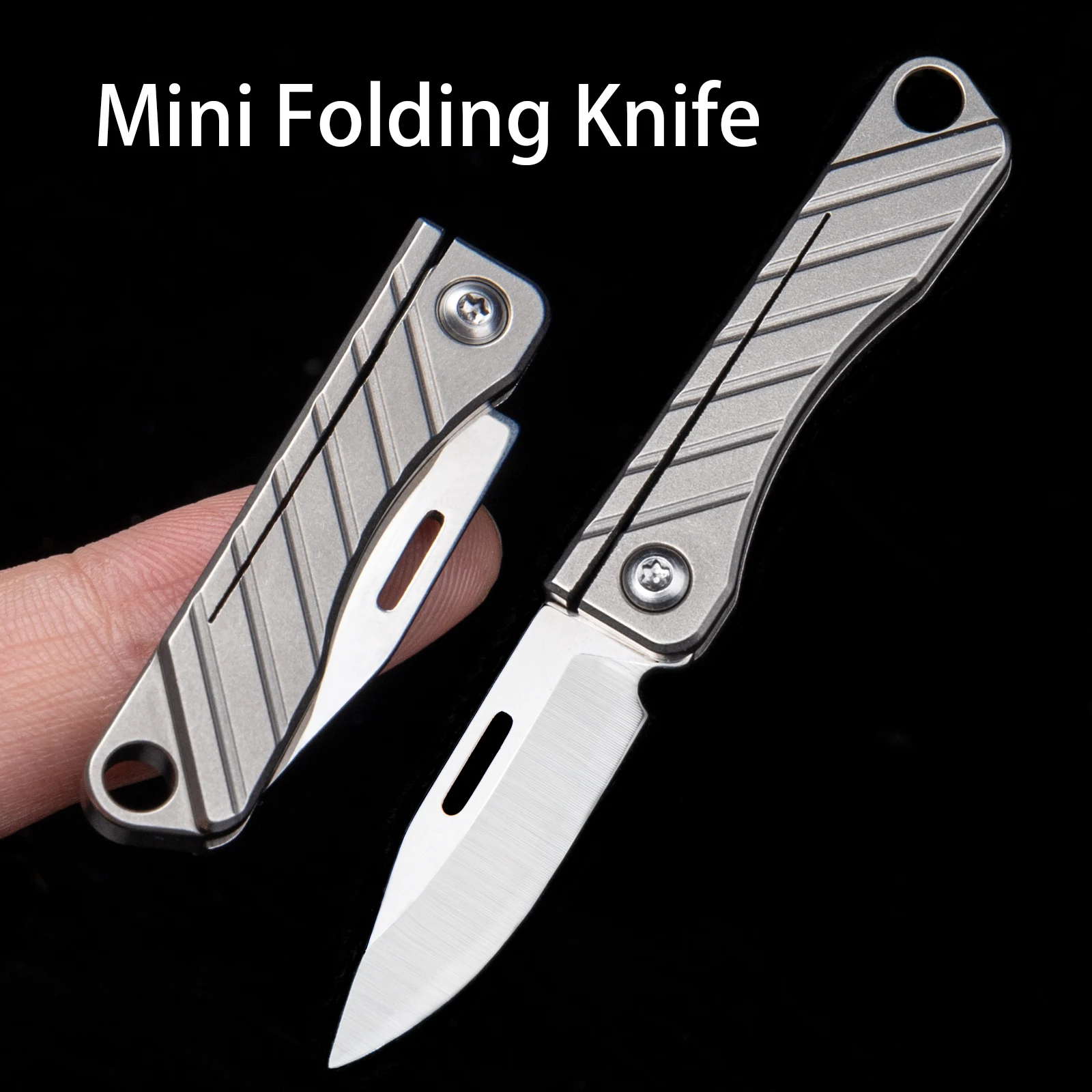 Titanium Alloy Folding Knife Unpacking Pocket Knife Portable Keychain Pendant Knife Gift Mini Cutter Knife Outdoors EDC Tool