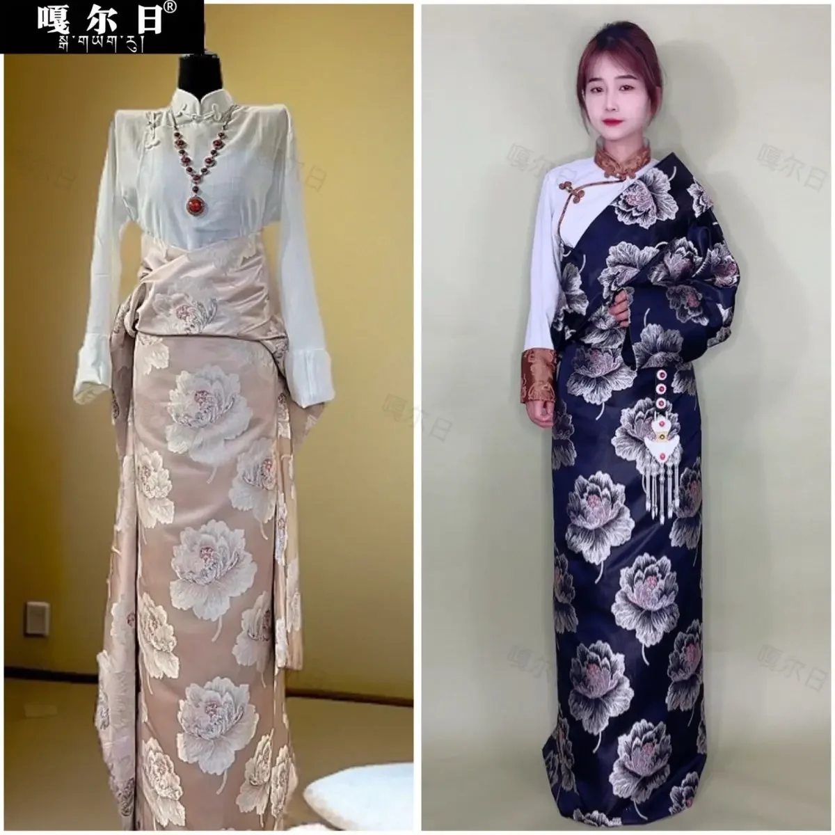 Wiosenne popularne damskie tibetskie szaty, ekskluzywne tradycyjne haftowane ubrania etniczne w stylu pot zhuang.