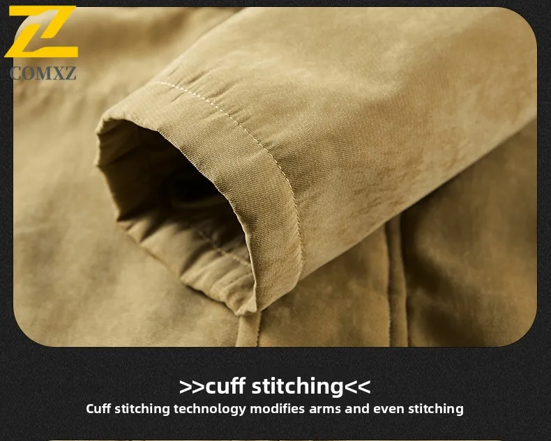 الرجال معطف القطن الخريف الشتاء الرجعية غسلها سميكة المخملية مقاومة البرد ودافئة مقنعين سترة معطف في الهواء الطلق سترة بسحاب عادية #6