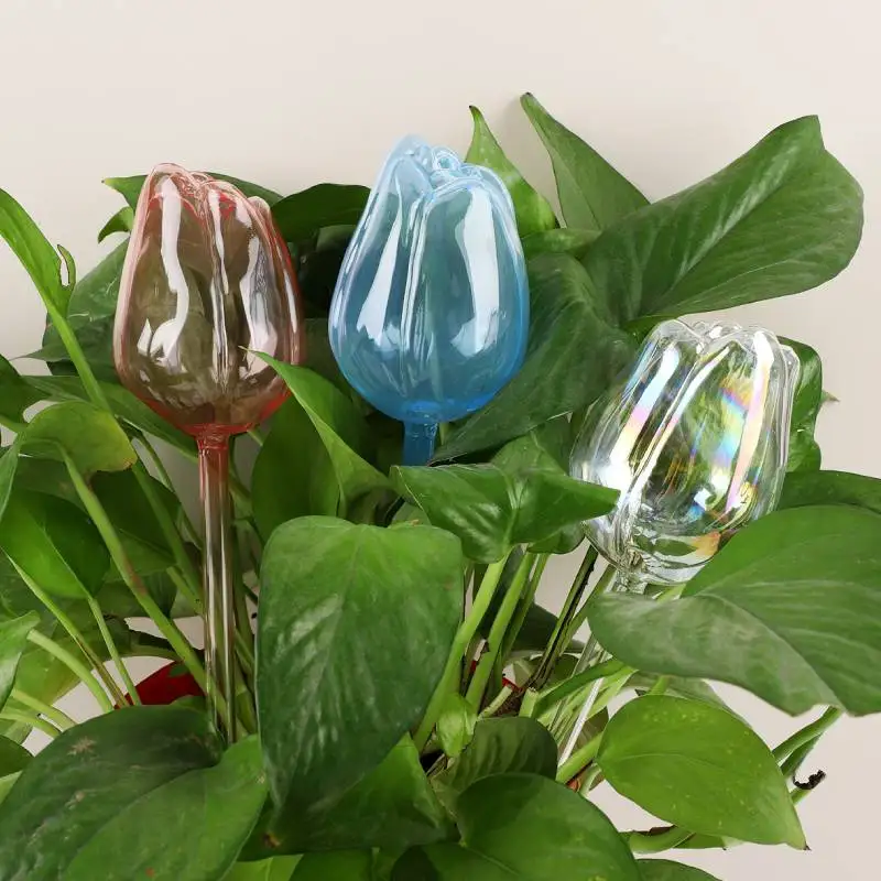1 pc Glass Plant Waterer, Automatic Plant Waterer, Glass Flower-Shaped Plant Waterer