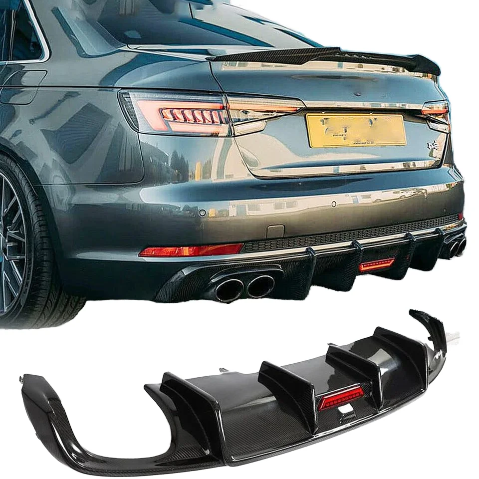 

Car A4 S4 Carbon Fiber Rear Diffuser Rear Bumper Chin Splitter Lip Spoiler Body Kit for i A4 S4 B9 2017 2018 2019custom