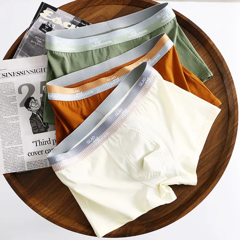 Men's Underwear Men's Cotton Trend Solid Color Boxers Youth Antibacterial Functional Pants Comfortable Breathable Boys  Shorts