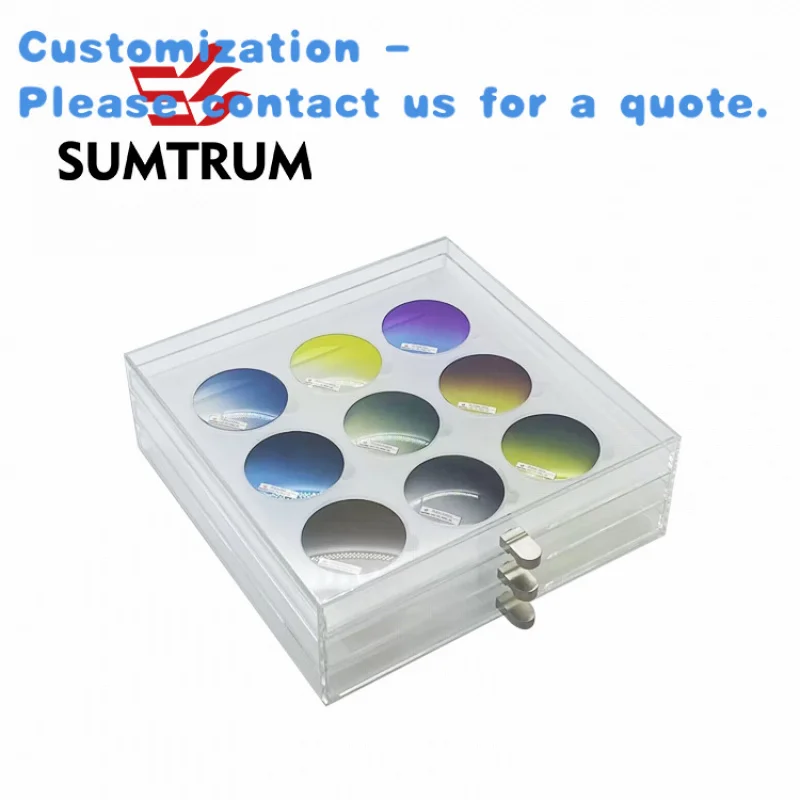 custom.Customized Transparent Acrylic Eyewear Display Box Fashion Customized Lens Display 27pcs Lenses Display Box