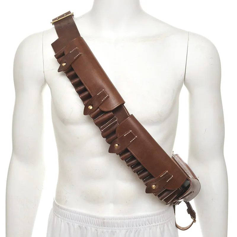 Sand People Tusken Shoulder Belt Cavalry Raider Cosplay Costume PU Leather Cartridge Pouch Bag Ammo Sash Bandolier LARP Props