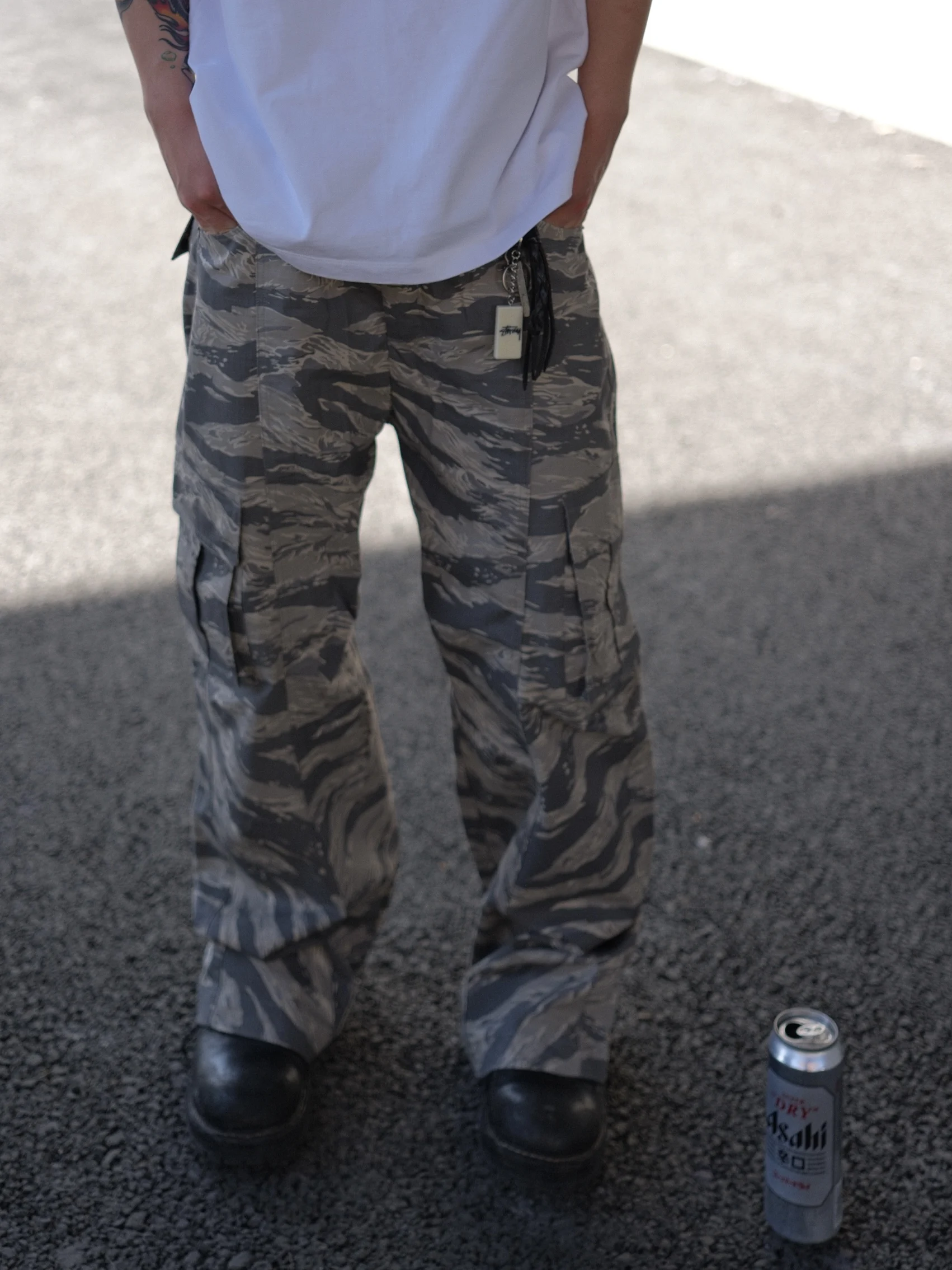 

Retro American Bla Tiger Stripe Camouflage Work Pants High Street Trendy Straight Leg Trousers for Men And Women