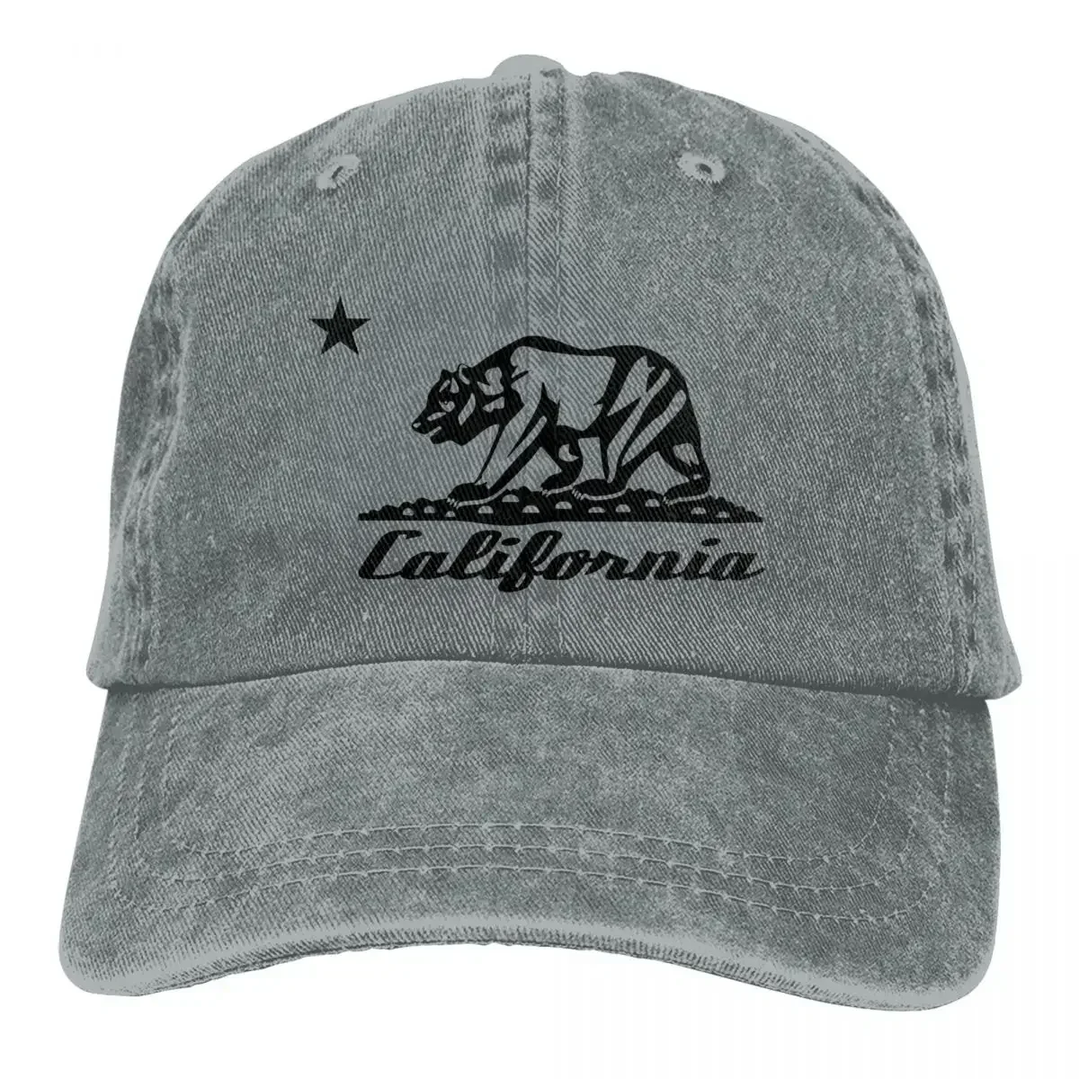 Boné de beisebol com bandeira do urso do estado da Califórnia, clássico, algodão desgastado, para homens e mulheres, ao ar livre, todas as estações, bonés macios