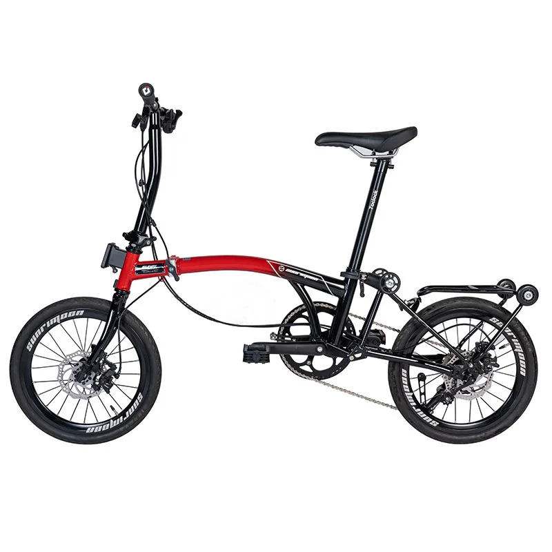 Folding Bike Lightweight Aluminum Frame 9-Speed Gears 16” Foldable Bicycle for Adults