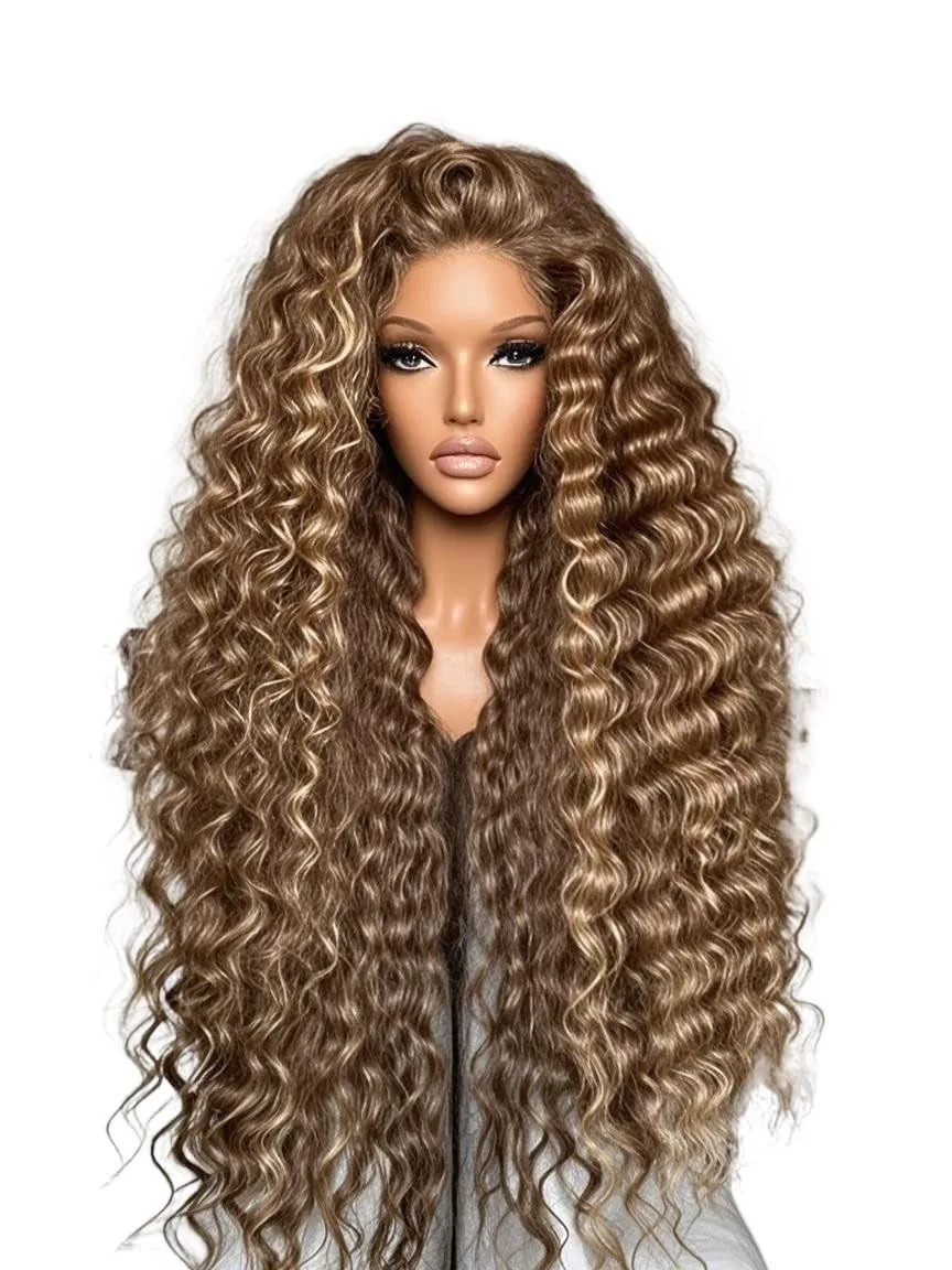 

Highlight Ombre 4/27 Человеческие волосы Wear and Go Бесклеевые парики Глубокая волна Вьющиеся мокрые кружево спереди Предварительно выщипанные Предварительно вырезанные 13x4 HD Lace Closure