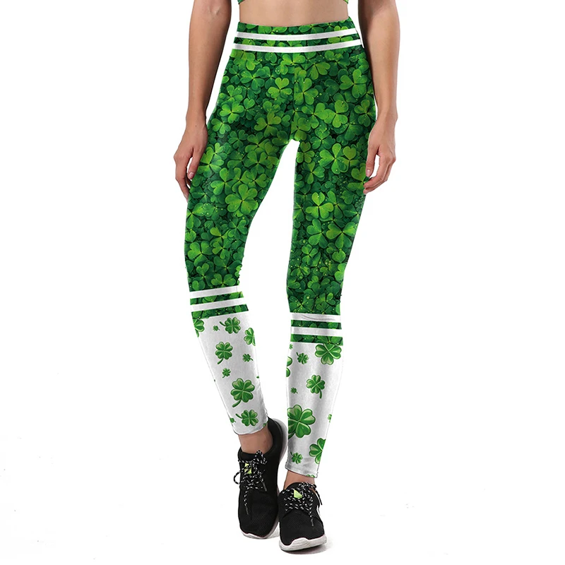 2026 nuevo verano Mujer Día de San Patricio irlandés verde trébol Legging para mujeres Fitness Push Up pantalones de cintura elástica pantalones de yoga