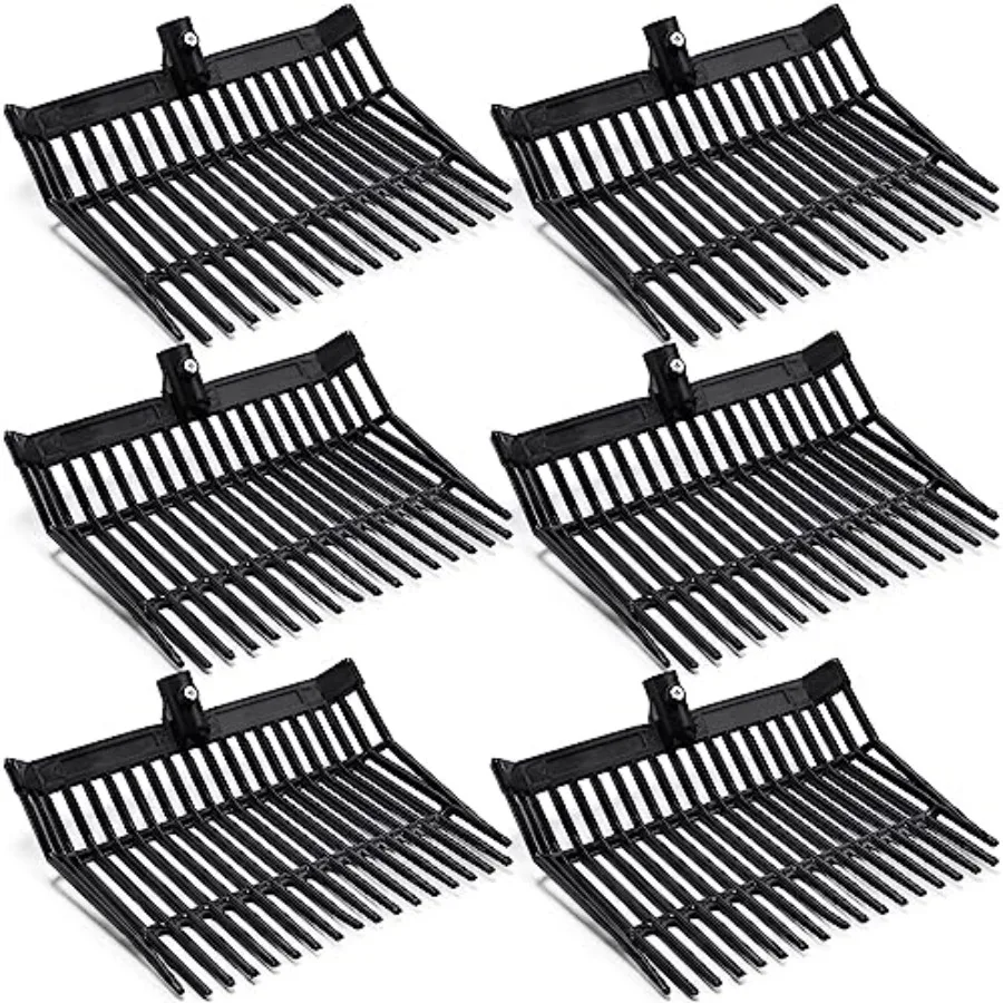 

Lasnten 6 Pcs Manure Fork Replacement Head 18 Tines Pitchfork Head with Screws and Nuts Horse Manure Rake for Picking up Grass