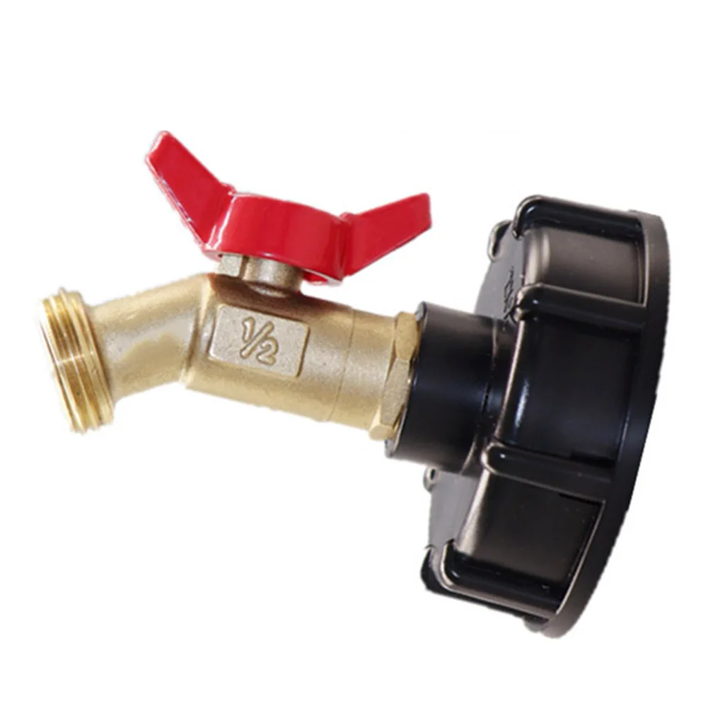 275-330 Gallon IBC Tote Tank Adapter 1/2'' Male NPT Threaded Inlet X 3/4'' Male GHT Brass Hose Faucet Garden Hose Connector