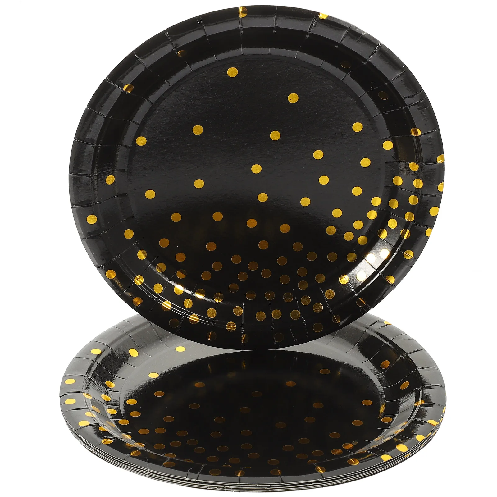 

16pcs Black Paper Plates Disposable Tableware Sturdy Party Supplies Solid Color Wedding Birthday Family Gathering Decor