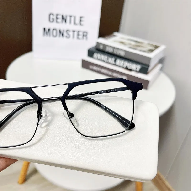 نظارات شمسية مضادة للضوء الأزرق UV400 بإطار مزدوج الشعاع، نظارات شفافة لأزياء الألعاب الرقمية لإجهاد العين #5